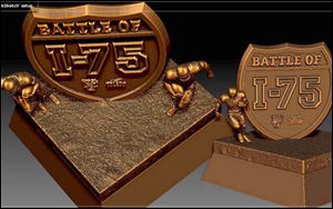 Battle of  I-75 trophy for game between University of Toledo and Bowling Green State University.  