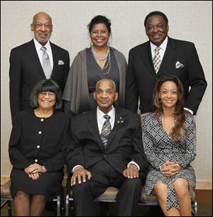 The honorees, from rear, left, are Dr. Donald Baker and Shirley Ellis of Toledo and Odell Carl Barry of Denver; and front, from left, Berene Sibyl Miller and Clarence Walker of Toledo, and Reva Rice of Las Vegas. James Cobham, Jr., and Richard Allen Huston, Sr., were honored posthumously.The blade/ jetta fraser