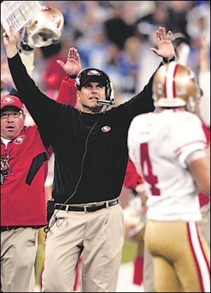 49ers coach Jim Harbaugh says he can probably do a better job with the postgame handshake.