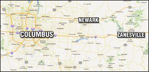 The farm was located just west of Zanesville, Ohio, which is about 55 miles east of Columbus.
