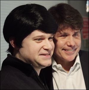 Former Illinois Gov. Rod Blagojevich, right, poses with Second City actor Joey Bland, who plays Blagojevich in a Second City production of 
