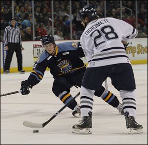 Walleye forward Andrej Nestrasil has split time between Toledo and Grand Rapids in his first pro season.