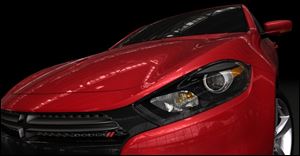 A partial view of the 2013 Dodge Dart, named after the 1960s small car that gearheads turned into street racers. The Dart is due in showrooms during the first half of next year.