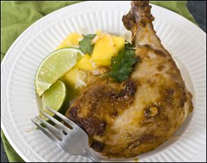 Chipotle chicken and cool orange, jicama and mango slaw.