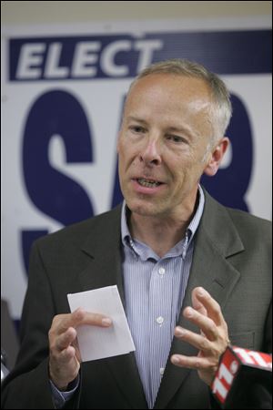 City Councilman Tom Waniewski speaks during a press conference at the GOP Headquarters in Toledo, Ohio.