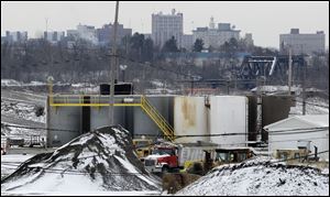 With the skyline of Youngstown, Ohio, overlooks a brine injection well owned by Northstar Disposal Services LLC.