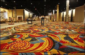 Carpet has been laid in much of the slot machines area of the Hollywood Casino, under construction in Toledo, Ohio.