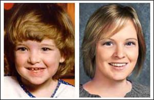Emily Sawyer, left, went missing in April 1988. The image to the right is an age-progressed photo of what she may look like today.