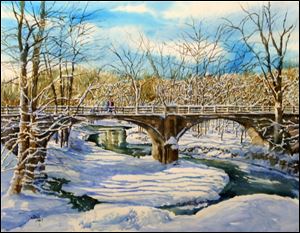 Thomas Thiery, of Adrian, won Best of Show for his painting 'Home From the Hill' in the Toledo Artists' Club's Let It Snow exhibit through Feb. 23 at Toledo Botanical Garden.