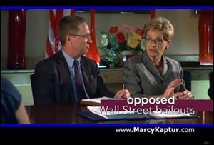 Rep. Marcy Kaptur's TV ad began airing in the Cleveland-Lorain market. The spot called 'Service' highlights her efforts against Wall Street and wealthy congressmen.