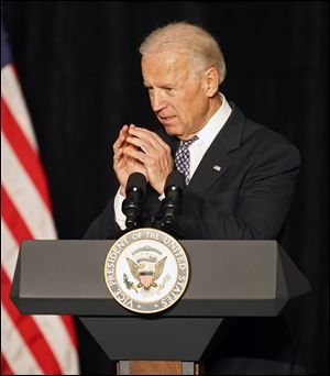 Vice President Joe Biden told a crowd in Columbus that Americans' willingness to challenge ideas is part of why the United States will remain a world economic power.
