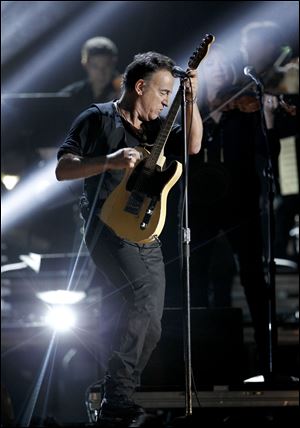 Bruce Springsteen performs at the Grammys Sunday night.