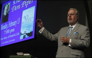 The Rev. Don Piper, a Baptist minister from Texas who wrote ‘90 Minutes in Heaven: A True Story of Death and Life,’ speaks at St. Paul’s Lutheran Church in Maumee about his experiences in 1989.