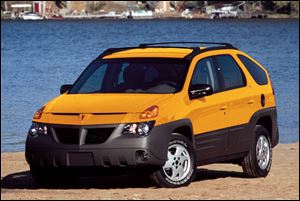 A 2001 Pontiac Aztek GT is shown in a undated handout photo. Months after hitting the market, the boxy, blunt and angular vehicle with a glass-covered rear has been a sales struggle for General Motors Corp.
