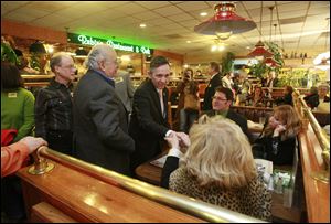 U.S. Rep. Dennis Kucinich of Cleveland campaigns at Rubin's Family Restaurant & Deli in his hometown. Mr. Kucinich ran unsuccessfully Tuesday against U.S. Rep. Marcy Kaptur of Toledo for the Democrats' 9th Congressional District nomination.