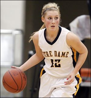 Notre Dame senior Demy Whitaker averages 10.7 points per game. The Eagles (21-4) play Saturday against Wadsworth (22-3) for a Division I regional championship at Norwalk