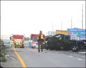 Three people were killed and another seriously injured Aug. 4 in a multiple-vehicle crash on I-475/U.S. 23.