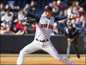 Mud Hens Adam Wilk pitches against  Indianapolis.