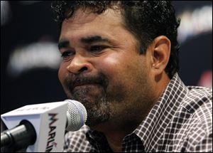 Miami Marlins manager Ozzie Guillen speaks at a news conference Tuesday at Marlins Stadium in Miami.