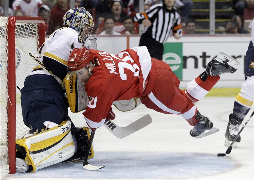 Predators-Red-Wings-Hockey-2-Drew-Miller-Pekka-Rinne