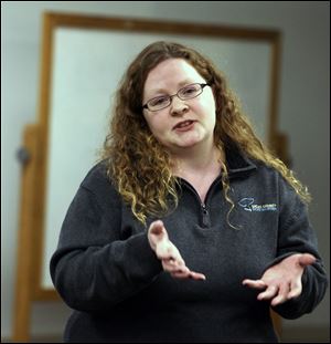 Lucas County Dog Warden Julie Lyle speaks during the forum at the EMS Training Center In Toledo.