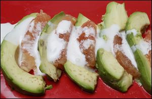 Avocado Grapefruit Salad with Sour Cream-Honey Dressing.