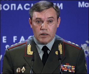Deputy Chief of General Staff Valery Gerasimov speaks Thursday at Russian Ministry of Defenses Conference on Missile Defense in Moscow.