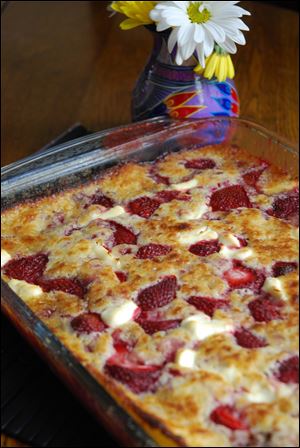 Strawberry Cream Cheese Cobbler.