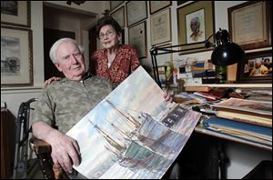Local artist, painter, teacher, and gallery owner, Walter Chapman, and his wife, Jean Chapman, in their Sylvania home.
