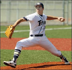 St. John's Jesuit pitcher Joe Robie (8).