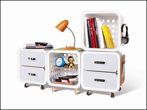 Quirky.com's first U.S.-manufactured product -- a take on the traditional milk crate -- will be sold on the Web site Fab.com for the next seven days.
