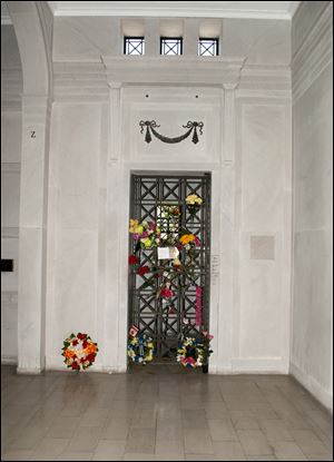 Singer Elvis Presley's Crypt in the Forest Hill Cemetery in Memphis, Tenn., will not be auctioned as part of Music Icons June 23rd and 24th, 2012, at Julien's Auctions in Beverly Hills, Calif. Presley was interred there alongside his mother, Gladys, after he died Aug. 16, 1977, and reburied later at Graceland. 