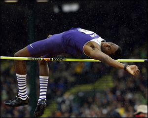 Erik Kynard Jr., participates in the men's high jump finals at the U.S. Olympic Track and Field Trials Monday.