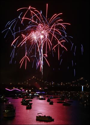 Last year's fireworks show in Toledo was over the Maumee River.