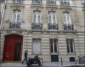 View of the building housing the offices of former French President Nicolas Sarkozy in Paris.