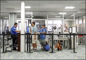 The line to go through security at Toledo Express Airport is short.