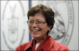 Acting United States Commerce Secretary Rebecca Blank smiles at a news conference for the opening of the U.S. Patent and Trademark Office's first satellite location in Detroit, Friday. The U.S. Patent and Trademark Office's first satellite location outside of Washington, D.C., is expected to help entrepreneurs in Michigan get patent approvals more quickly.