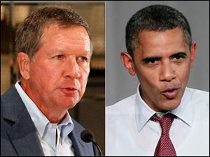 Ohio Gov. John Kasich, left, and President Barack Obama.