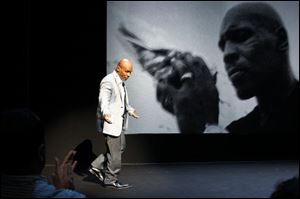 Former boxer Mike Tyson takes part in a curtain call following his 