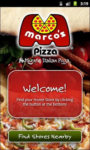 Marco's Pizza Inc.'s mobile app lets customers order through a smart phone or tablet computer.