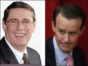 Superintendent of Education Stan Heffner, left, and Ohio Democratic Party Chairman Chris Redfern, right.