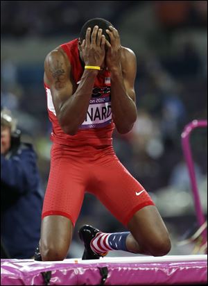 Kynard reacts after failing to clear the bar in his final jump. A two-time Ohio high school and NCAA outdoors champion, he won just the third silver in men’s high jump for Team USA in the last 10 Olympic Games.