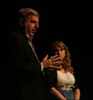 Marvin Hamlisch talks with Megan Schlacter, a junior at Notre Dame Academy, during his visit to Toledo in 2009. He was in town for a gala at the Valentine Theatre. 