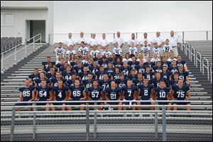 PLAYERS ONLY Row 1: David Behnfeldt, Levi Damman, Logan Mahlman, Lucas Kolbe, Adante Warren, Max Westhoven, David Yunker, Jordan Lauf, Nick George and Tyler Slight Row 2: Lucas Groll, Brian Pollick, Charlie Harris, Connor Gray, Nathan Dickmann, Logan Funchion, Nate Rohrs, Anson Lankenau and Josh Lopez Row 3: Tim Wagner, Allen Sweeney, Jacob Berry, Josh Rabe, Joey DeVaul, Sam Walker, Jacob Prigge, Chandler Burken, Wes Rickenberg and Skyler Weirauch Row 4: Zach Strall, Derek Butler, Zach Fielder, Bryant Schlade, Zach Weimken, Andrew Pettit, Seth Gerken, Justin Double and Trevor Ashbaugh Row 5: Caleb McKenzie, Andrew Ripke, Alex Pettit, Drew Stuber, Mark Huber, Roman Reyes, Tanner Kuhlman, Blake Dunbar, Devon Harding and Aaron Tiell
Row 6: Caleb Baldridge and Bo Cochran 