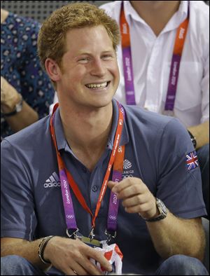 Britain's Prince Harry watches track cycling during the 2012 Summer Olympics earlier this month in London. 