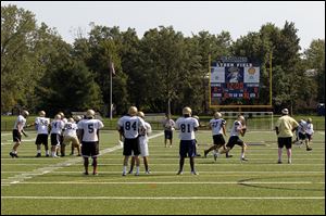 A brightly lit scoreboard is part of the multimillion-dollar stadium package at St. John's Jesuit High School.