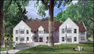 An artist's rendering from Rudolph/Libbe Inc. shows the planned residence hall at Maumee Valley Country Day School. The $1.5 million facility will be tucked back in a wooded area on the school's 75 acres and will provide living quarters for 28 students.