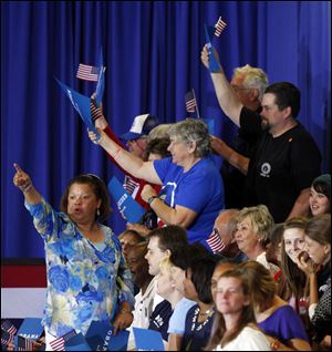 Vice President Joe Biden gets applause at Milford High School, southeast of Cincinnati. He contended that under the Republican plan the Medicare trust fund would go bankrupt in 2016.  He cited a federal study to back his point. 