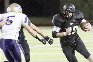Perrysburg junior running back Mark Delas fought off a leg injury to run for 208 yards and four touchdowns against Maumee. He also recovered a fumble and returned it for a defensive score.