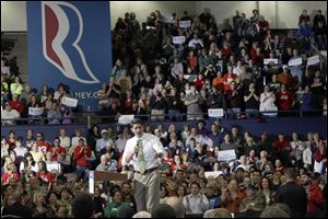 Republican vice presidential candidate, Rep. Paul Ryan, R-Wis., gestures as he speaks during a campaign event, Saturday.